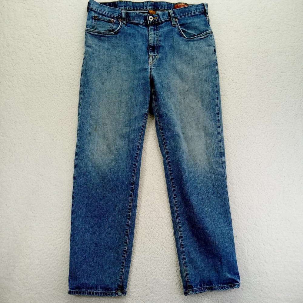 Orvis Jeans Mens 36x32 Blue‎ Cotton Blend Medium Wash Straight